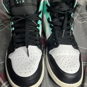 Black and White Sneakers with Teal Accents
